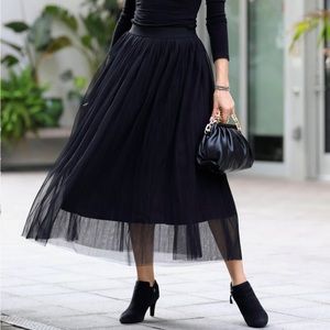 Mesh Pleated Skirt